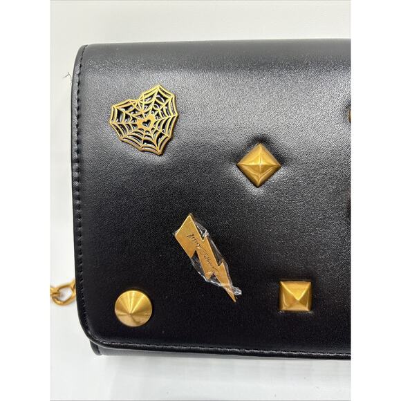 NWT Betsey Johnson Black XO Sybil Crossbody Clutch Gold/Bronze Black Chain Strap - Picture 3 of 15